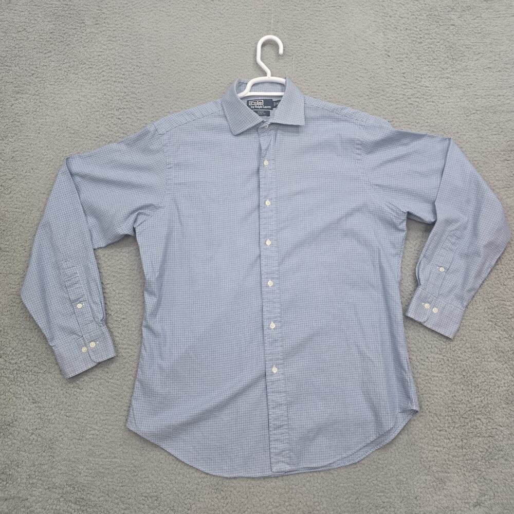 Polo Ralph Lauren Regent Classic Fit Shirt Mens 16 L Blue White Gingham Pattern